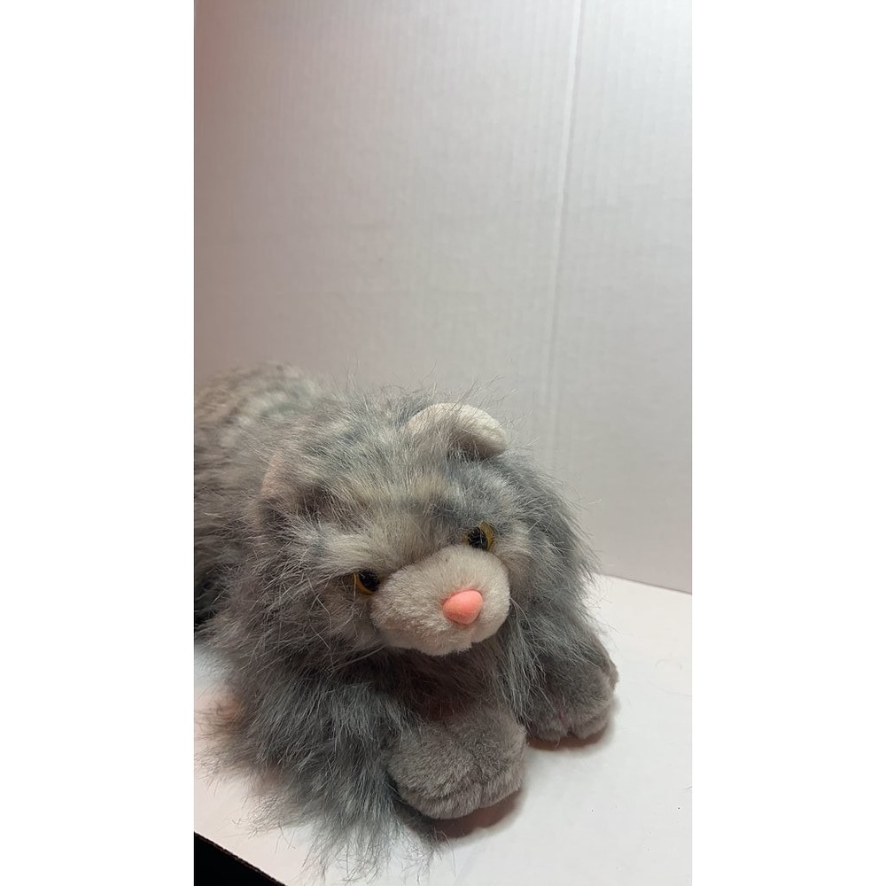 Vintage Plush Gray Cat Stuffed Animal